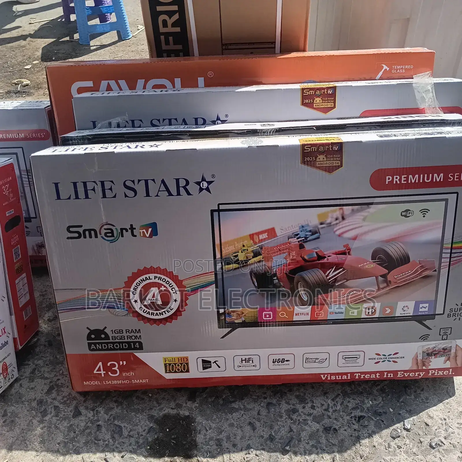 Life Star Smart Tv 43 Inhi Andraid Doubel Gelass