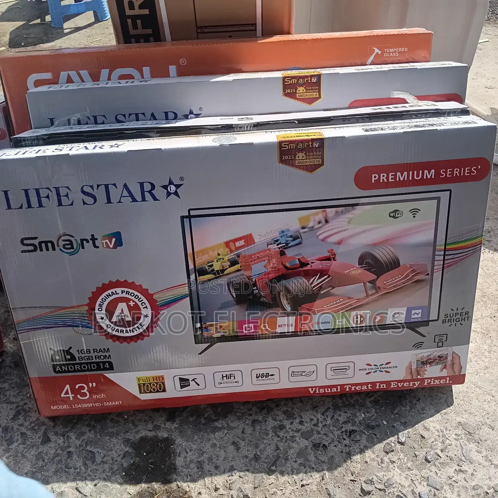 Life Star Smart Tv 43 Inhi Andraid Doubel Gelass