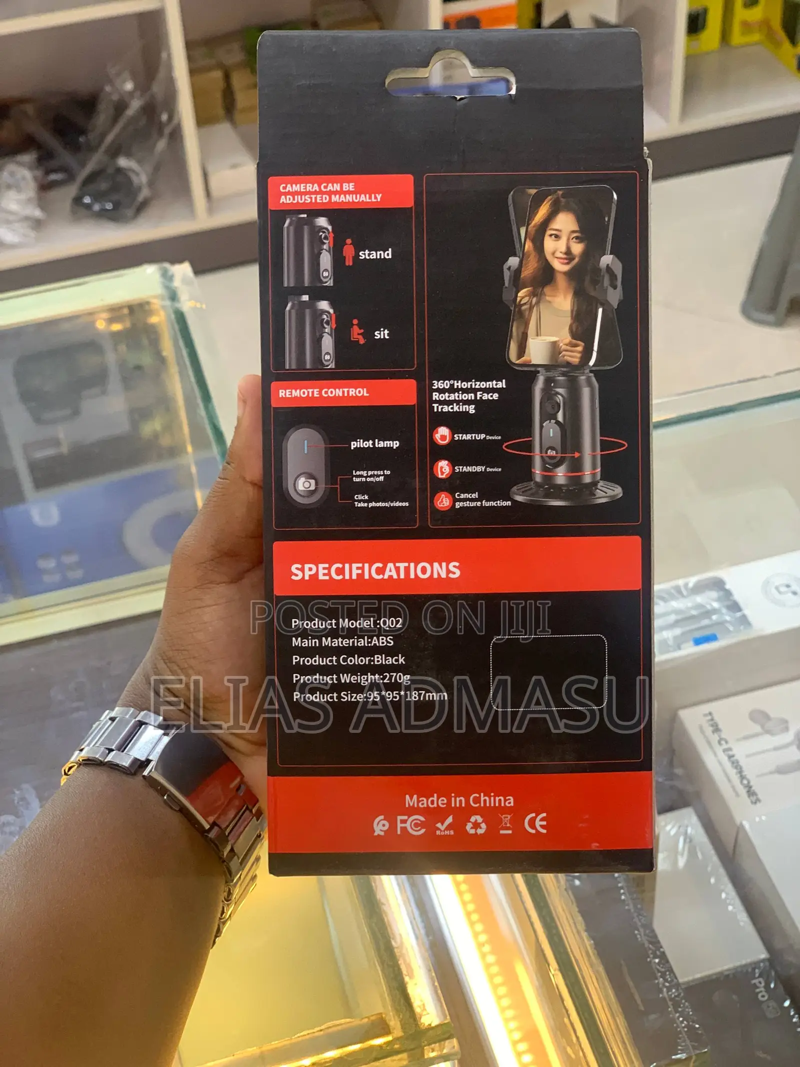 Q02 360° Auto Face Tracking Selfie Stick Tripod