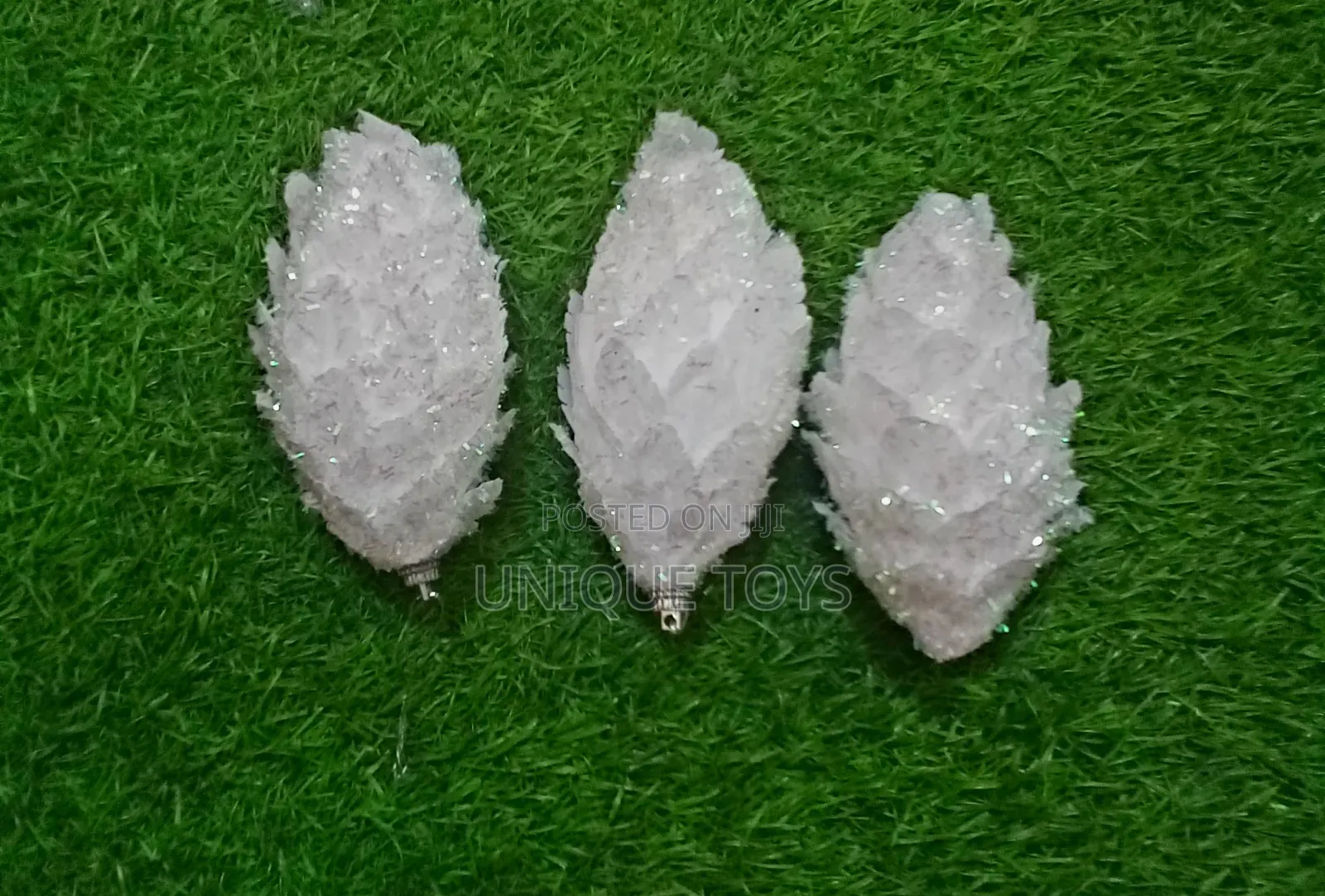 White Flocked Pinecone Christmas Ornaments