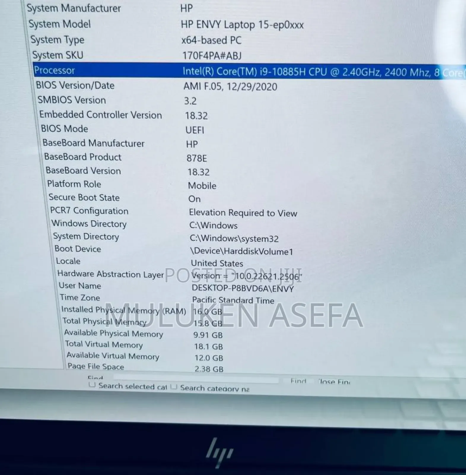 New Laptop HP Envy 15 16GB Intel Core I9 SSD 1T