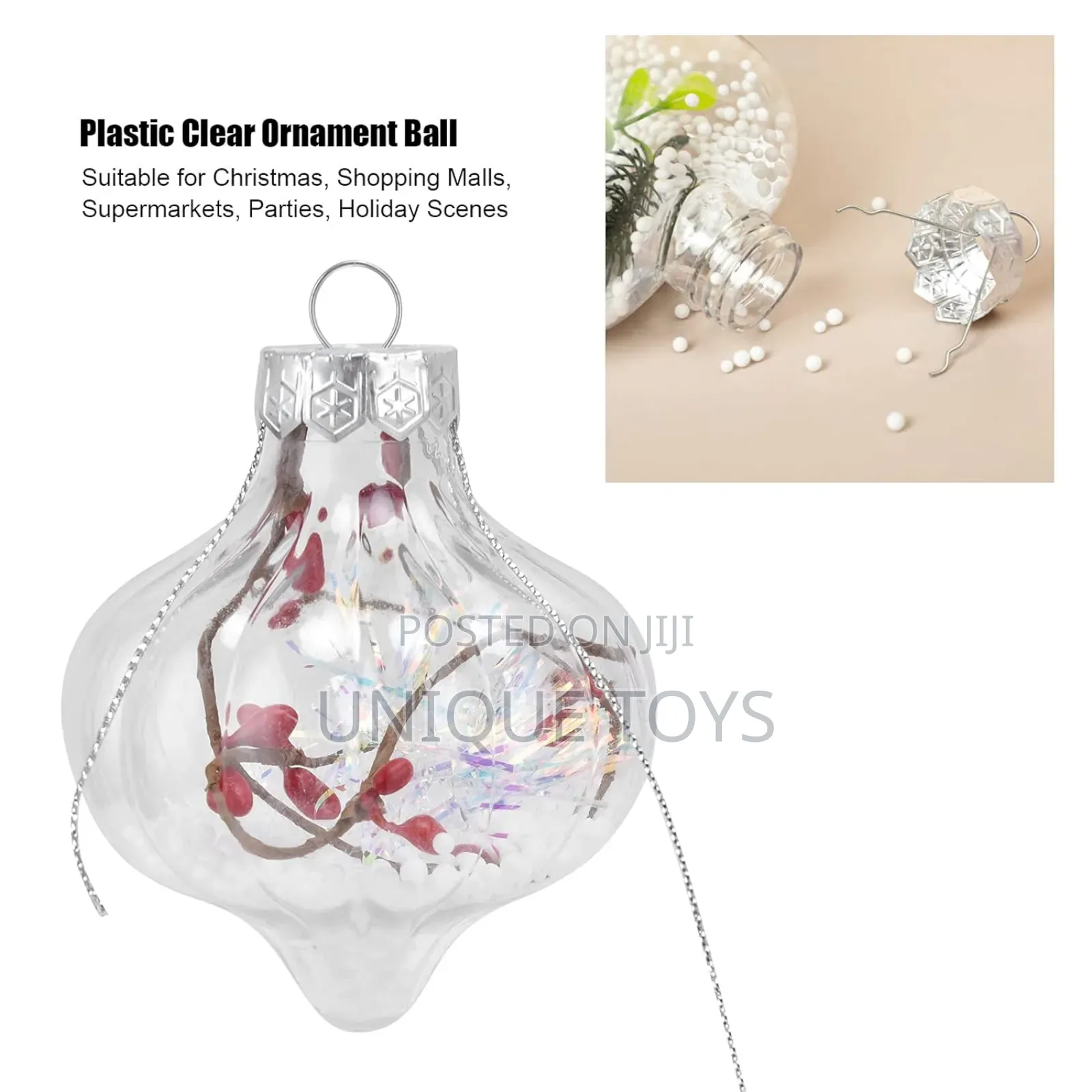  Unique Christmas Transparent Shatterproof Baubles 