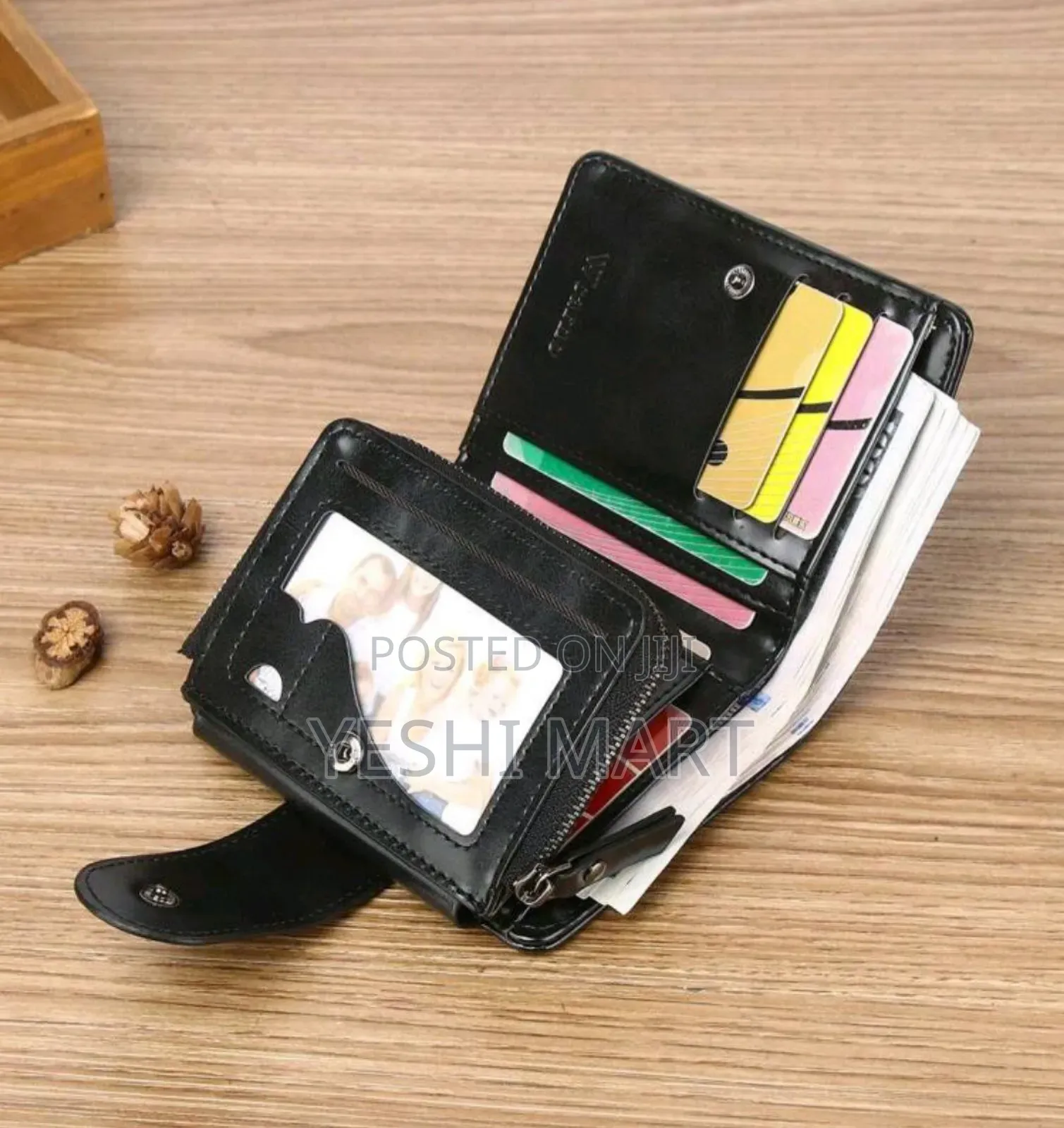 Men Letter Graphic Small Pu Wallet Coin Pocket Small Card Holder Tri-