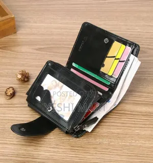 Men Letter Graphic Small Pu Wallet Coin Pocket Small Card Holder Tri-