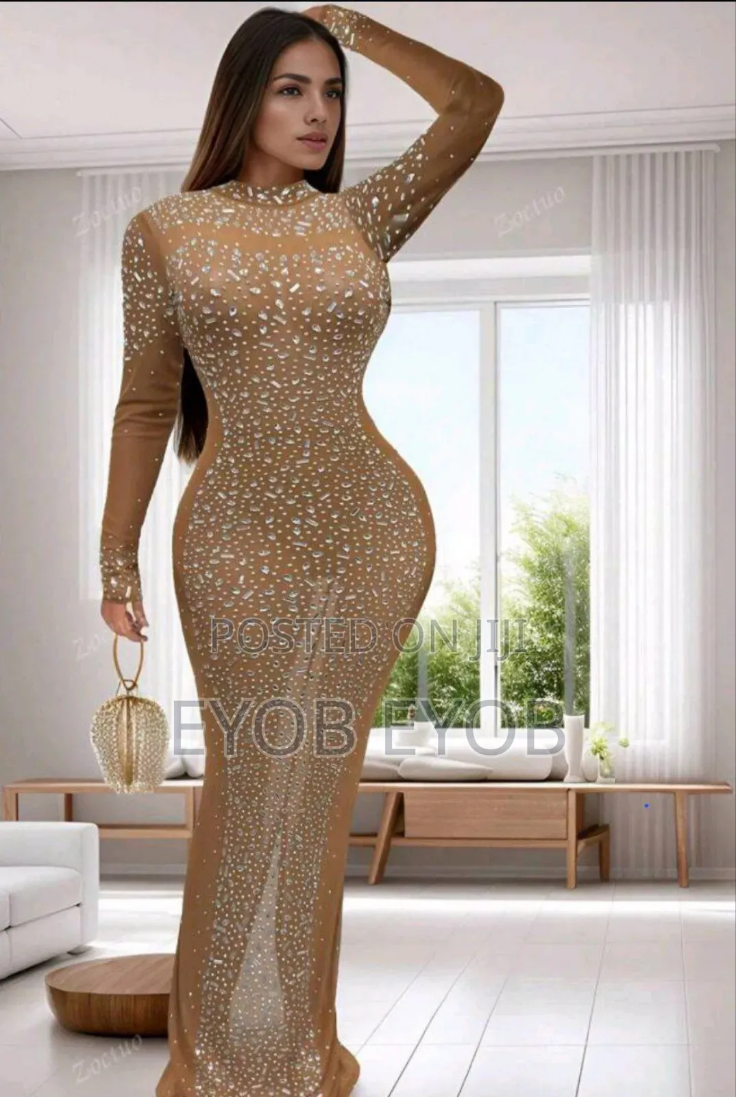Premium Sheer Crystal Party Dress