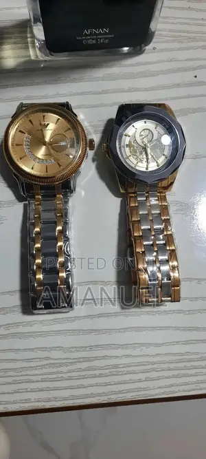 Maxel Brand Gold and Silver Man's Strap Skeleton Watch