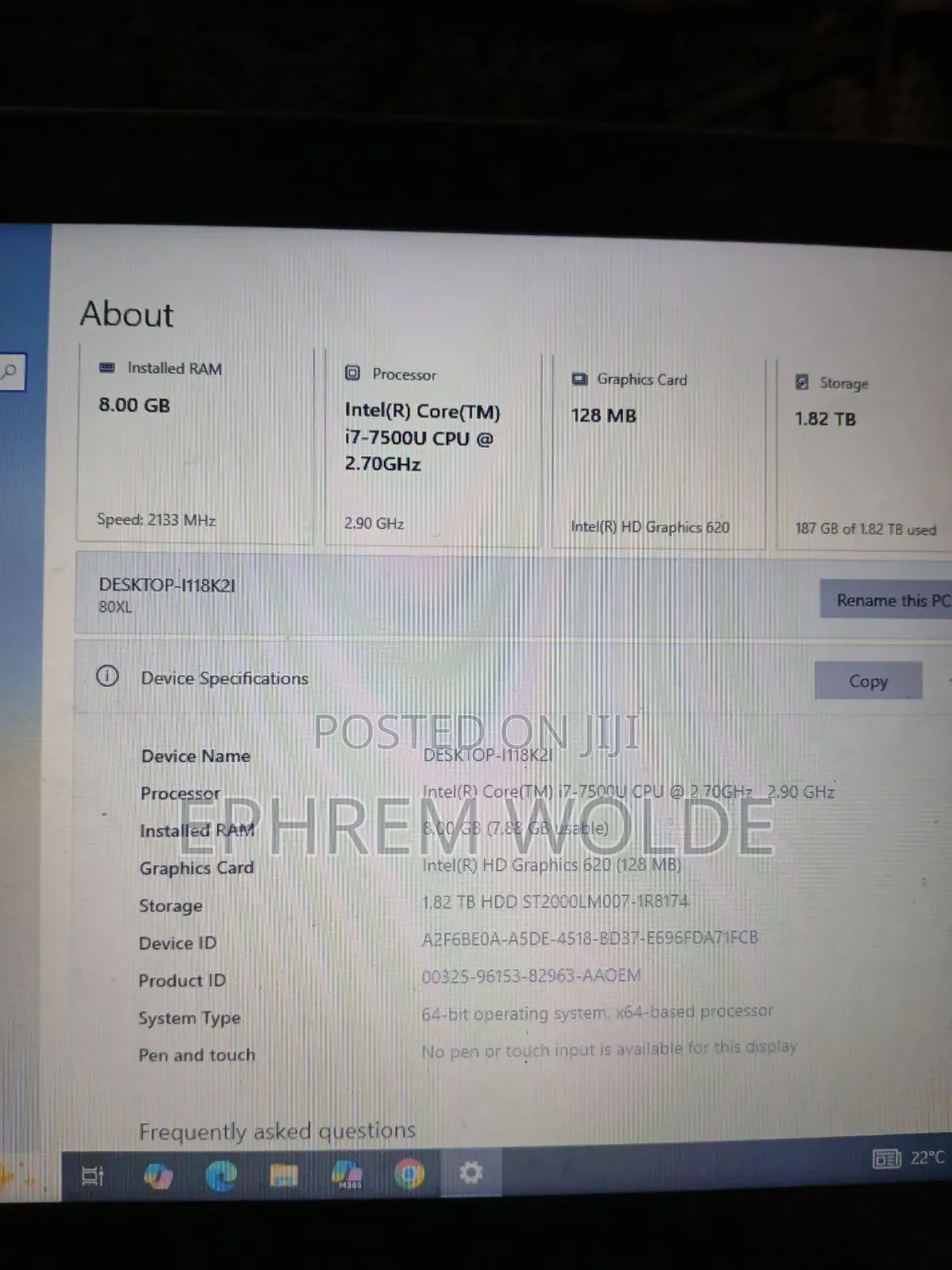 Laptop Lenovo 8GB Intel Core I7 HDD 1.5T