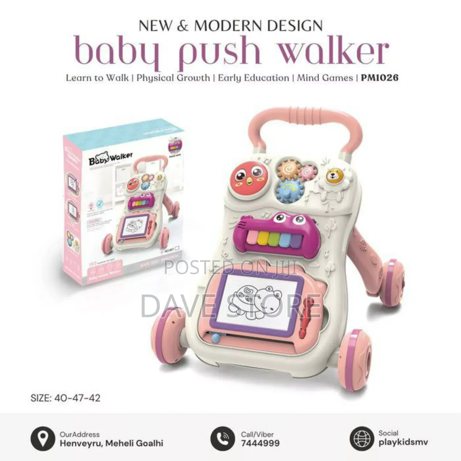 Baby Push Walker – Fun Panel + Walking Support