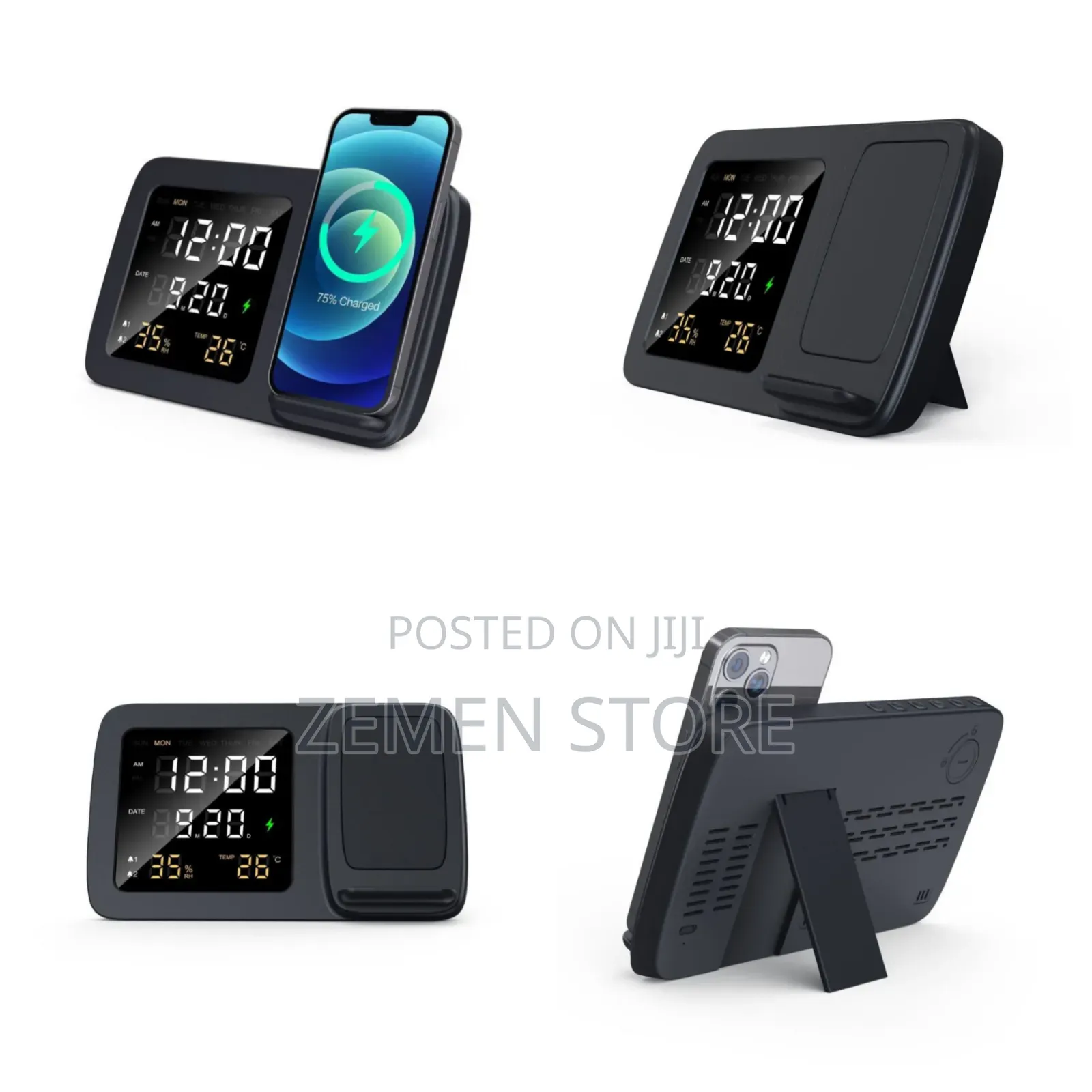Sleek Rise Digital Alarm Clock 15w Wireless Charger Stand!