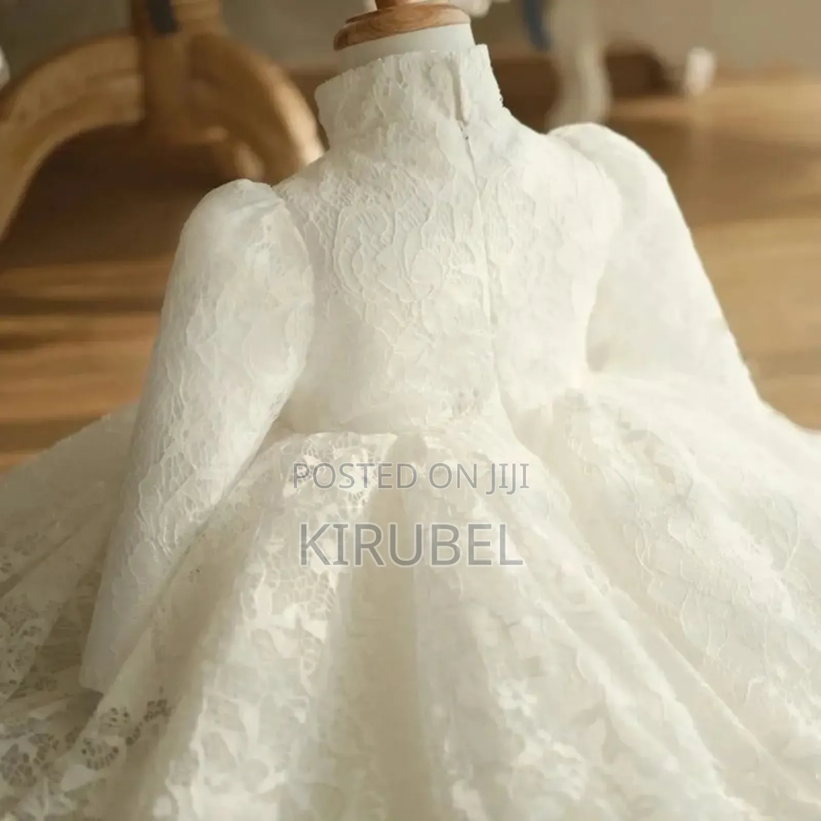 Elegant White Lace Baby Girl Dress – Long Sleeve | Birthday Dress