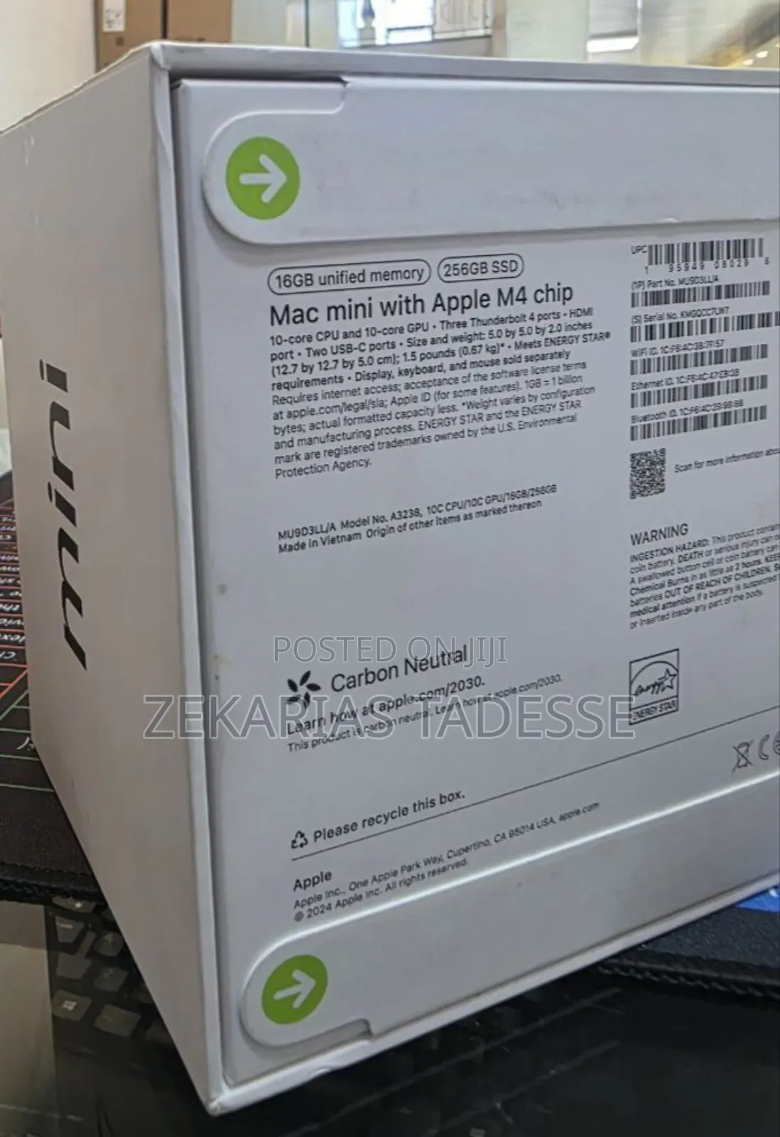 New Desktop Computer Apple Mac Mini M4 16GB Apple M4 SSD 256GB