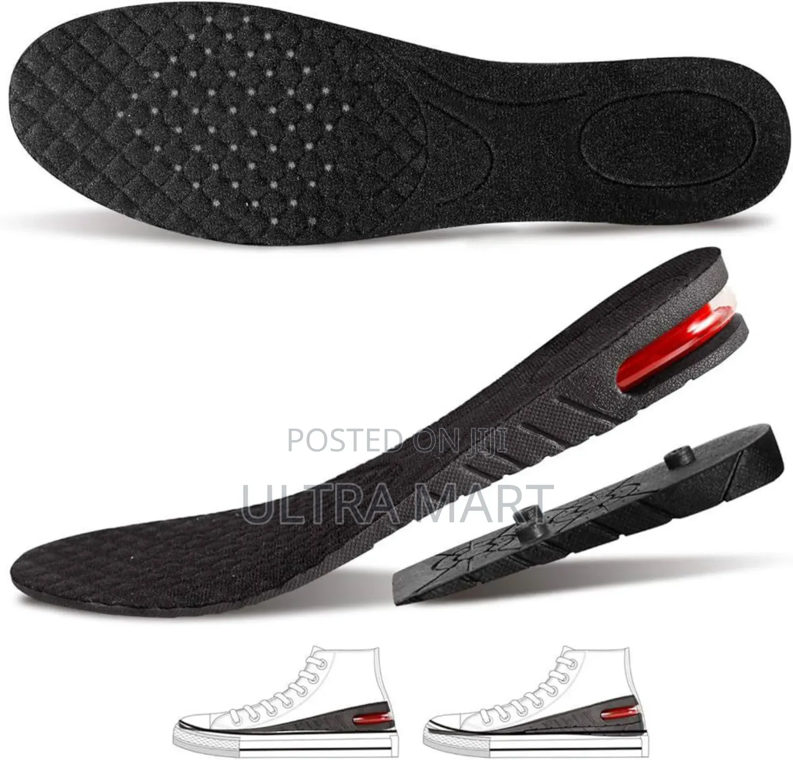 Height Increase Insoles With an Air Cushion Heel