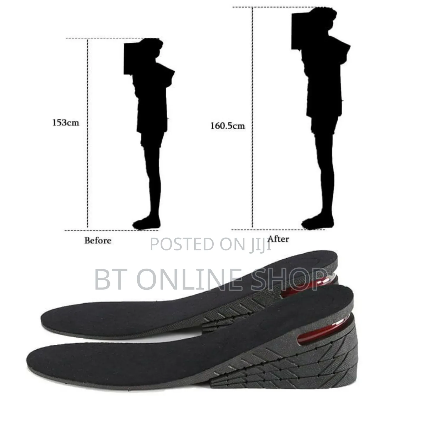 Height Increase Insoles With An Air Cushion Heel