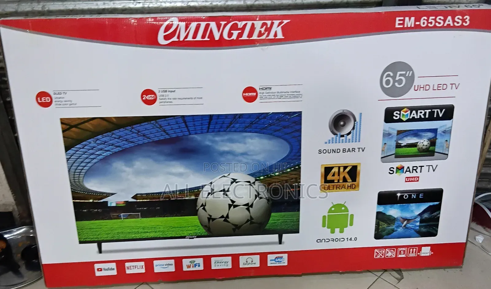 Emingtek 65"Inch Led Smart Frameless Tv