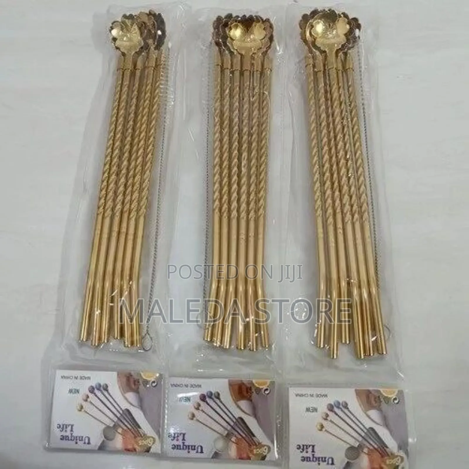 6pcs Reusable Drinking Stainless Straws With Cleaning Brush