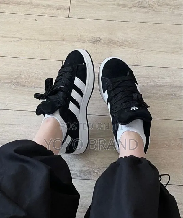 Adidas Campus Oos Black White Strip Fashion Shoes for sale - YoYo Brand   Price: ETB 6,999 on Jiji.com.et [Bole]
