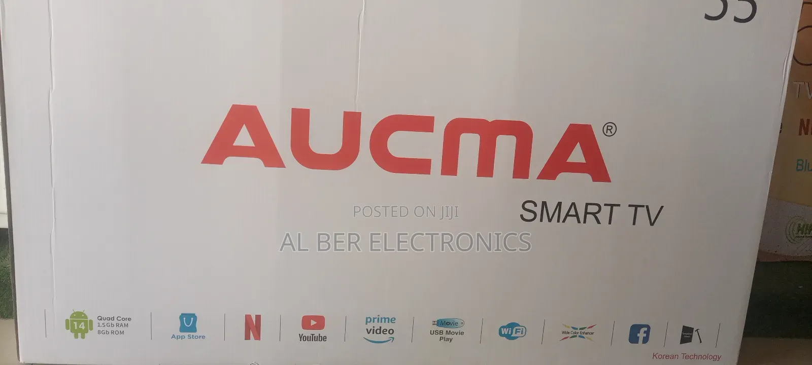 Aucma 55 Inch Doble Glass Smart Android 14 1.5ram 8gb Rom Uhd