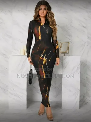 Photo - Zip Half Placket Tie Dye Bodycon Dress,Tea Party Dress,