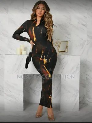 Zip Half Placket Tie Dye Bodycon Dress,Tea Party Dress,