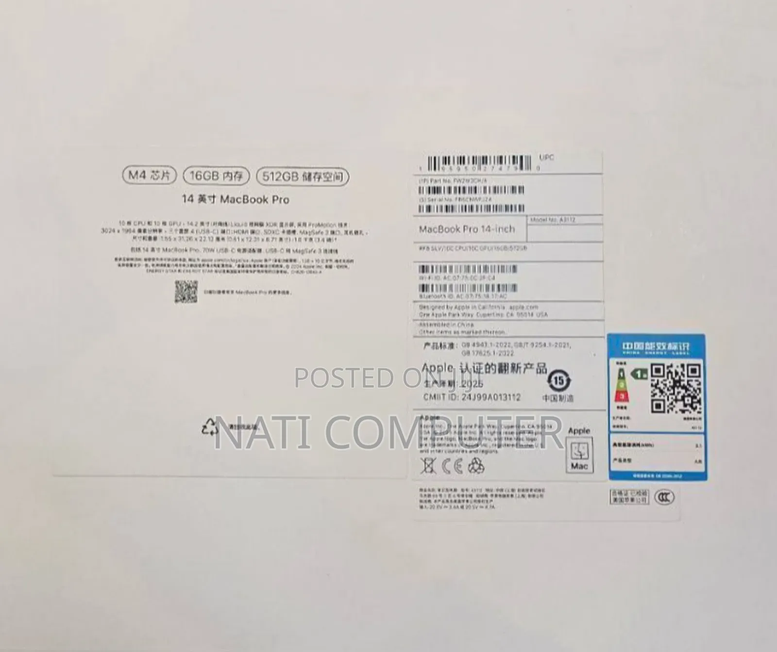 New Apple MacBook Pro 2024 M4 14-inch 16GB Apple M4 Pro SSD 512GB