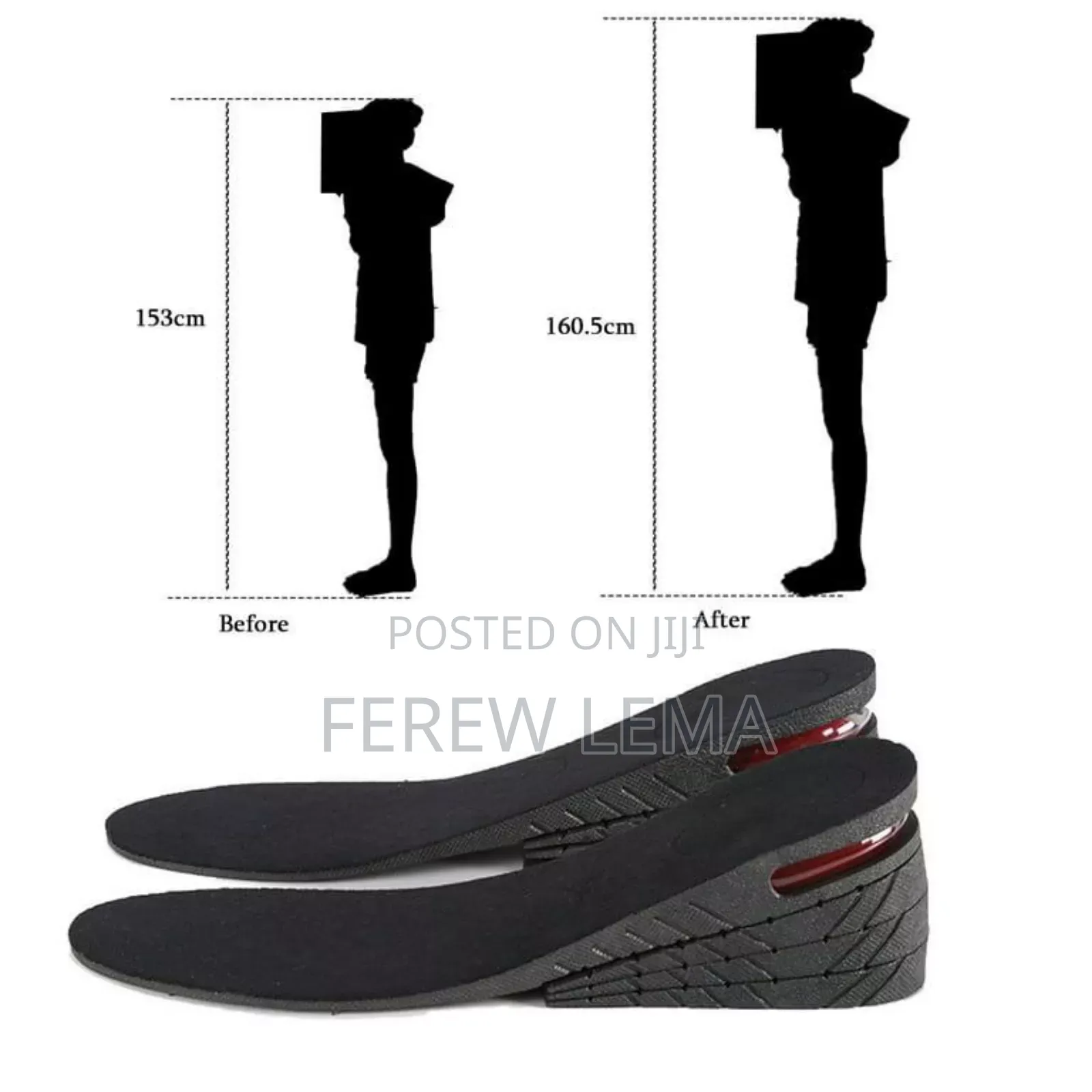 Height Increase Insoles With an Air Cushion Heel. ቁመት መጨመሪያ ሶል