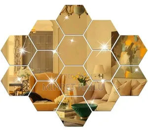 Photo - Acrylic Mirror Wall Stickers, Hexagon Mirror Wall Stickers for Living