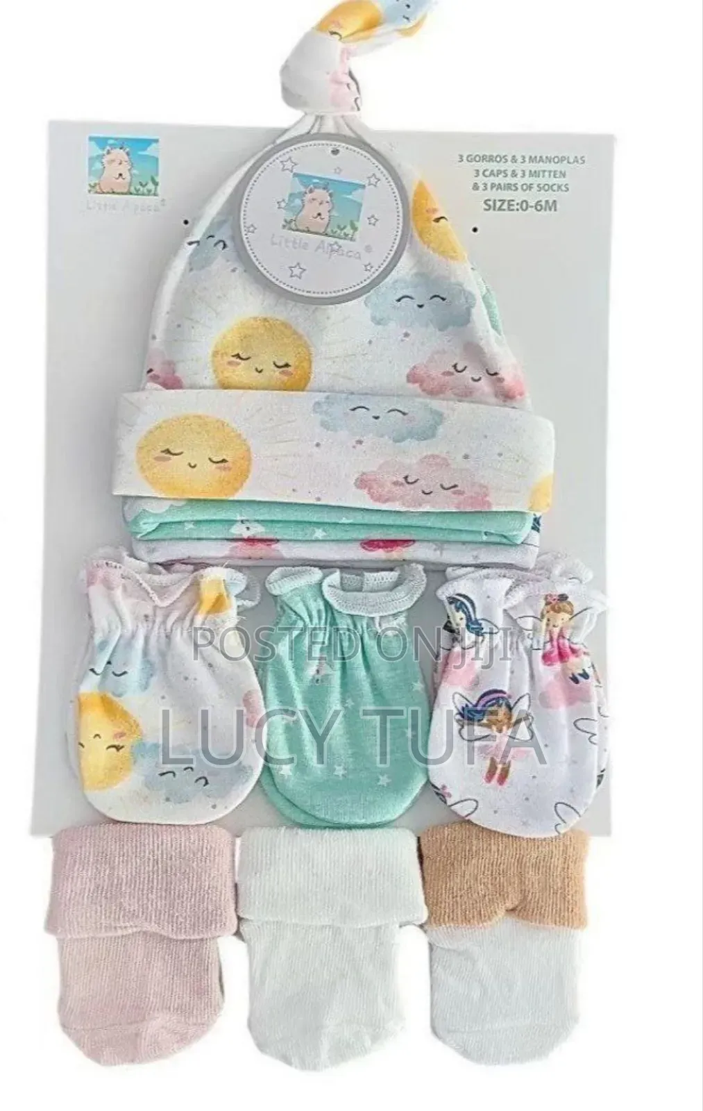 ቆንጆ ኳሊቲ 9pc ( 3 Caps 3 Mitten 3 Pairs of Socks )