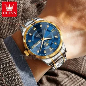 Olevs Men's Classic Diamond Stainless Steel Waterproof Luminous Watch
