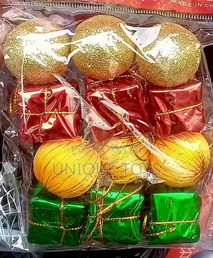 Photo - Christmas Small Gold Red Baubles + Gift Boxes