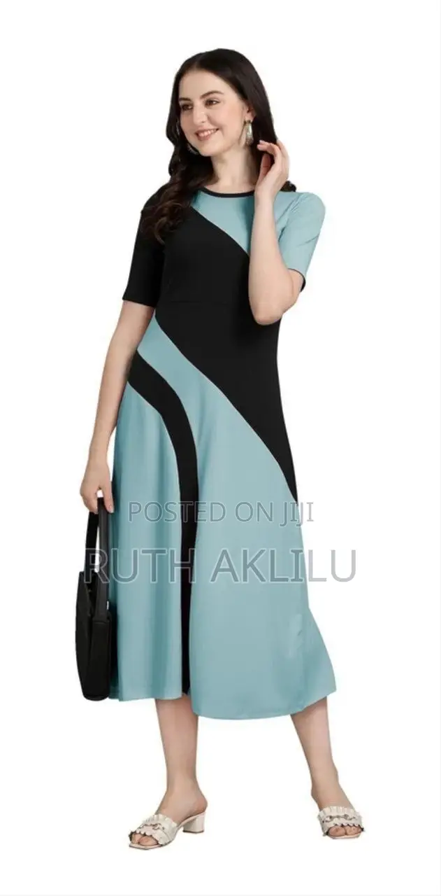 Womens Elegant Color Blocked Design a Line Maxi Dress