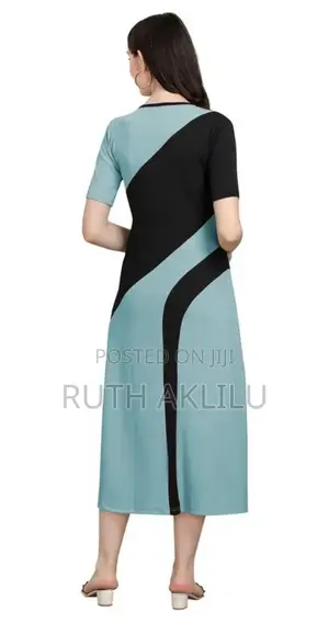 Womens Elegant Color Blocked Design a Line Maxi Dress