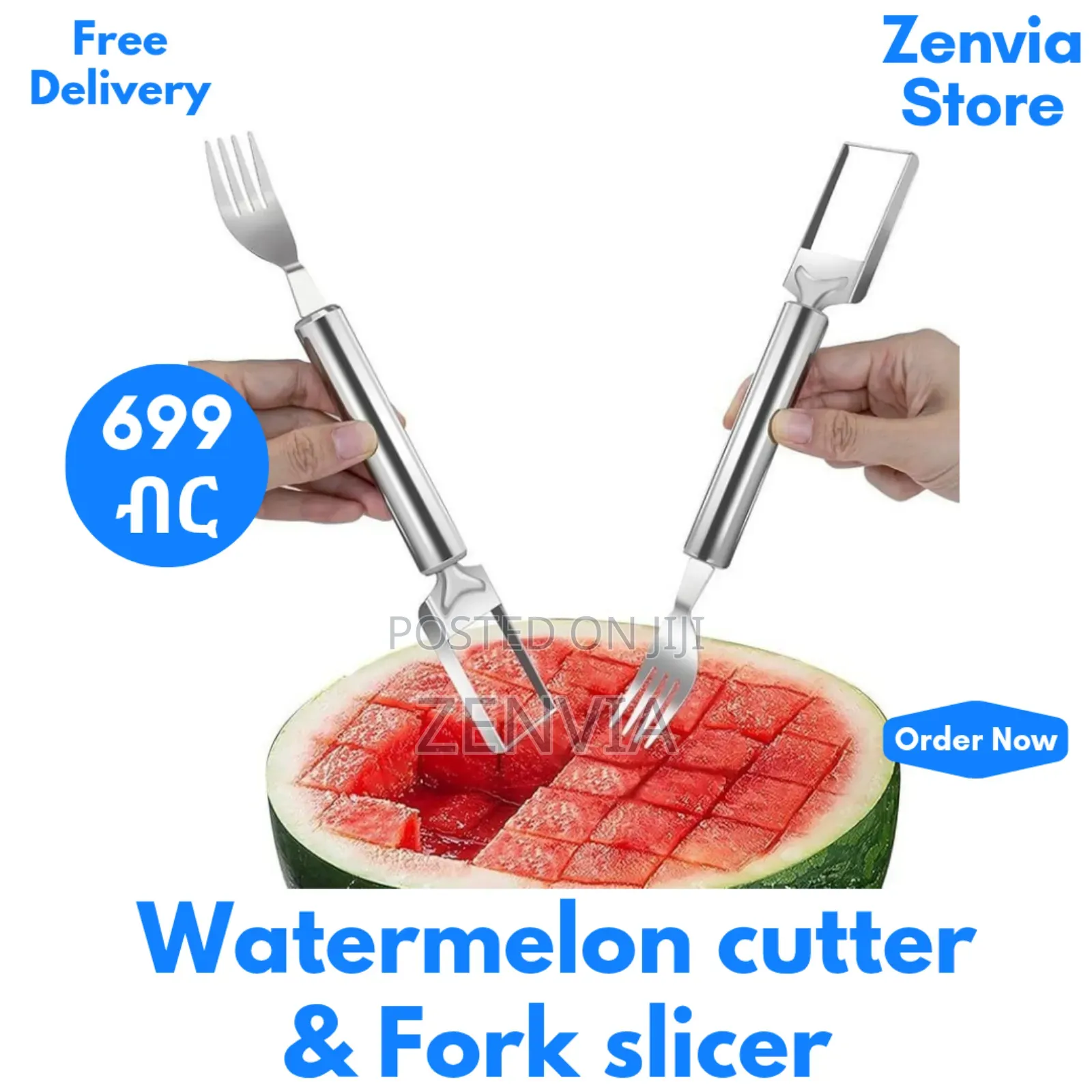 2 in 1 Watermelon Cutter Fork Slicer /Stainless-Steel/Free Delivery/