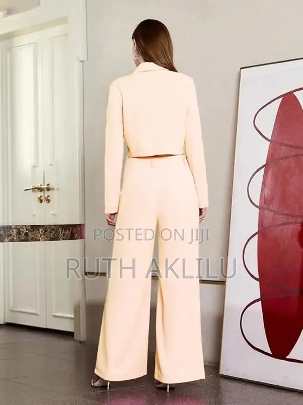 Women’S Solid Relaxed Fit Full Sleeve Co-Ord Blazer and Trouser Set