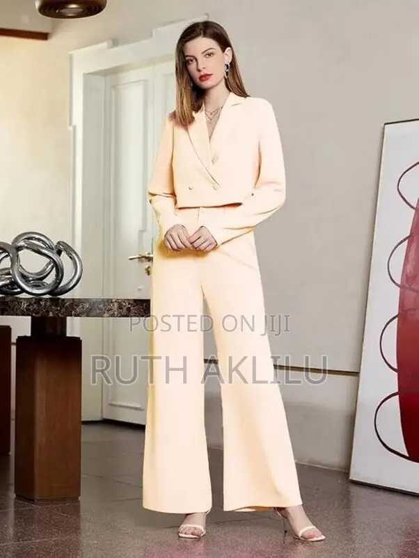 Women’S Solid Relaxed Fit Full Sleeve Co-Ord Blazer and Trouser Set