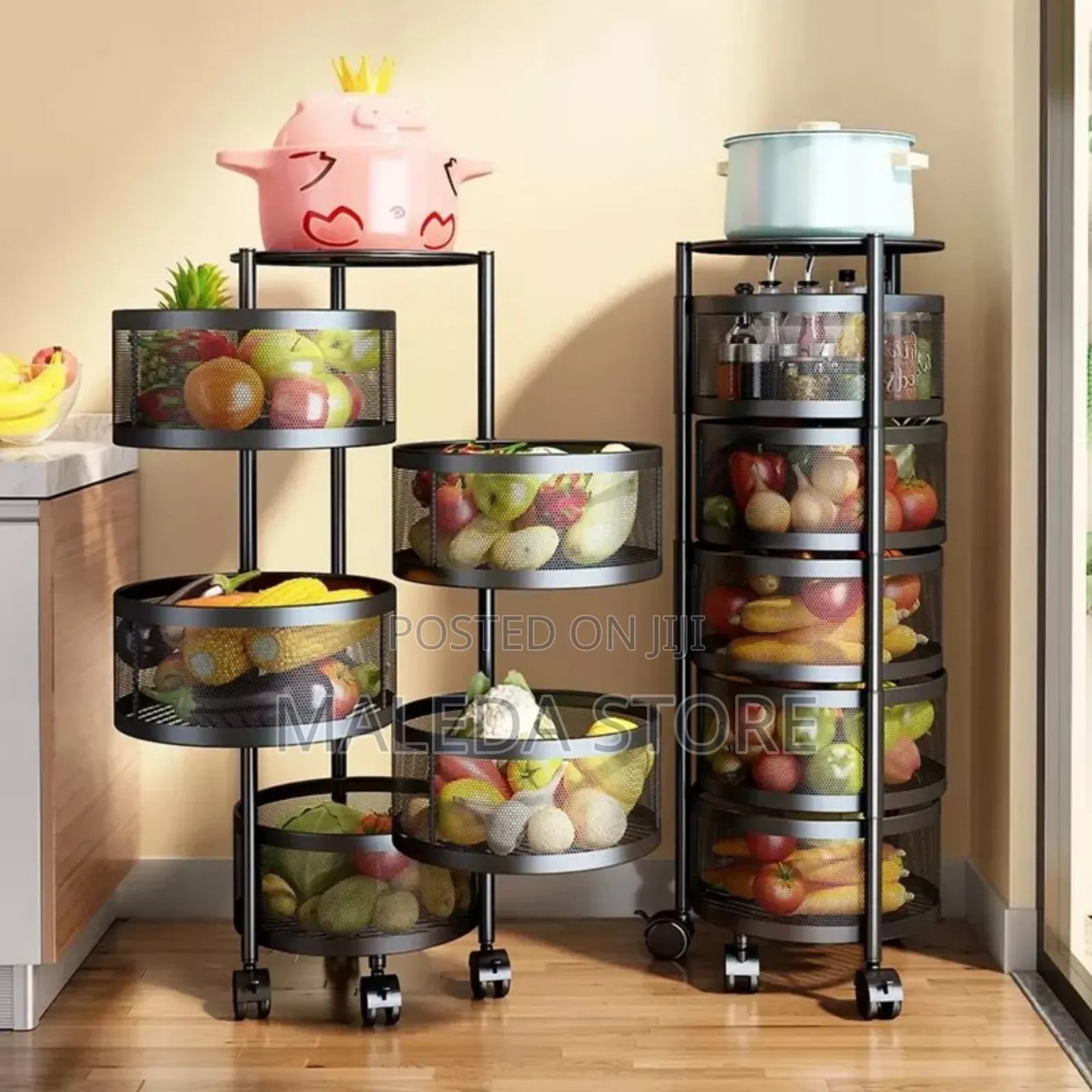 Moveable and Rotatable Kitchen Storage Rack