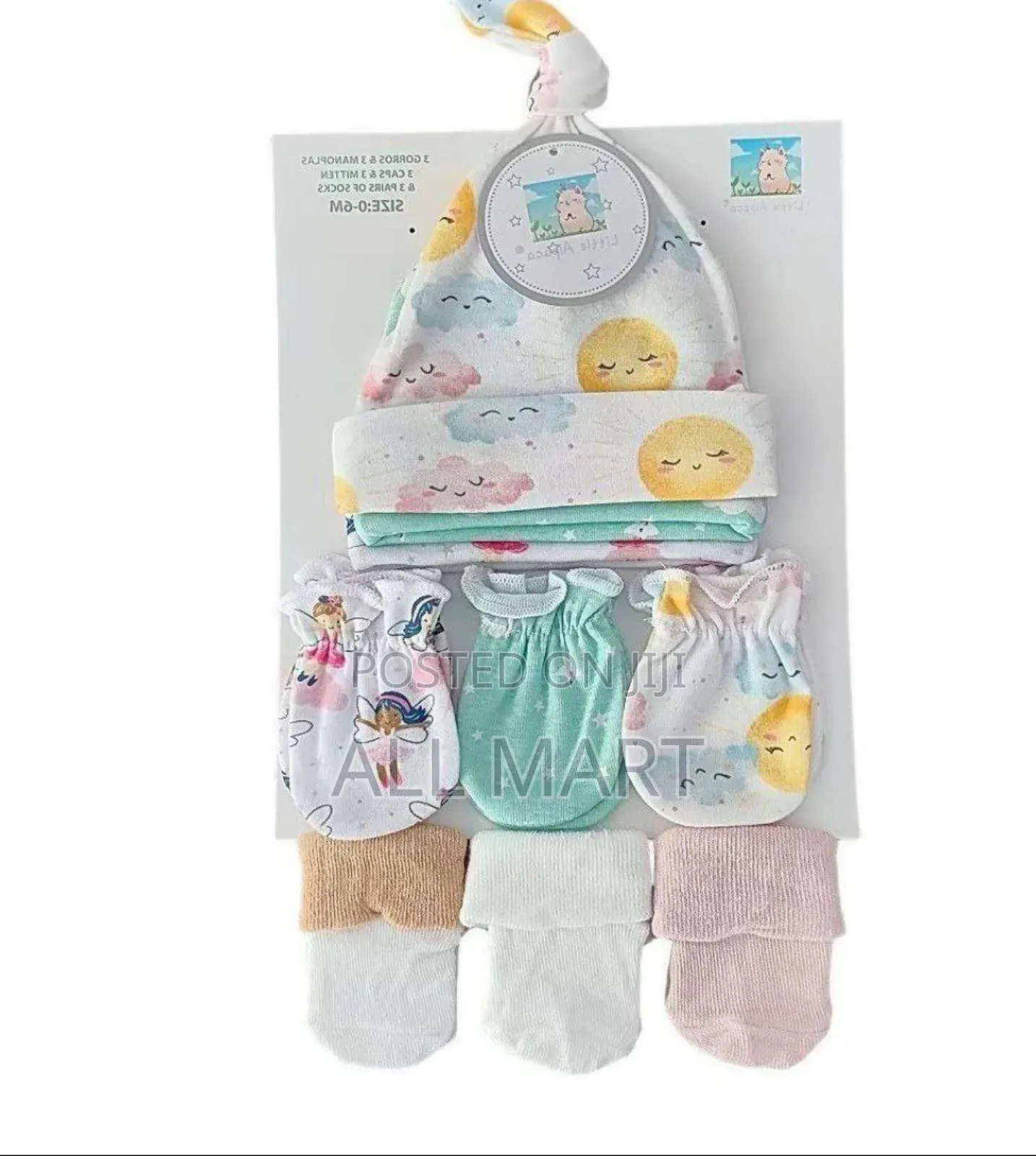 ቆንጆ ኳሊቲ 9pc ( 3 Caps 3 Mitten 3 Pairs of Socks )