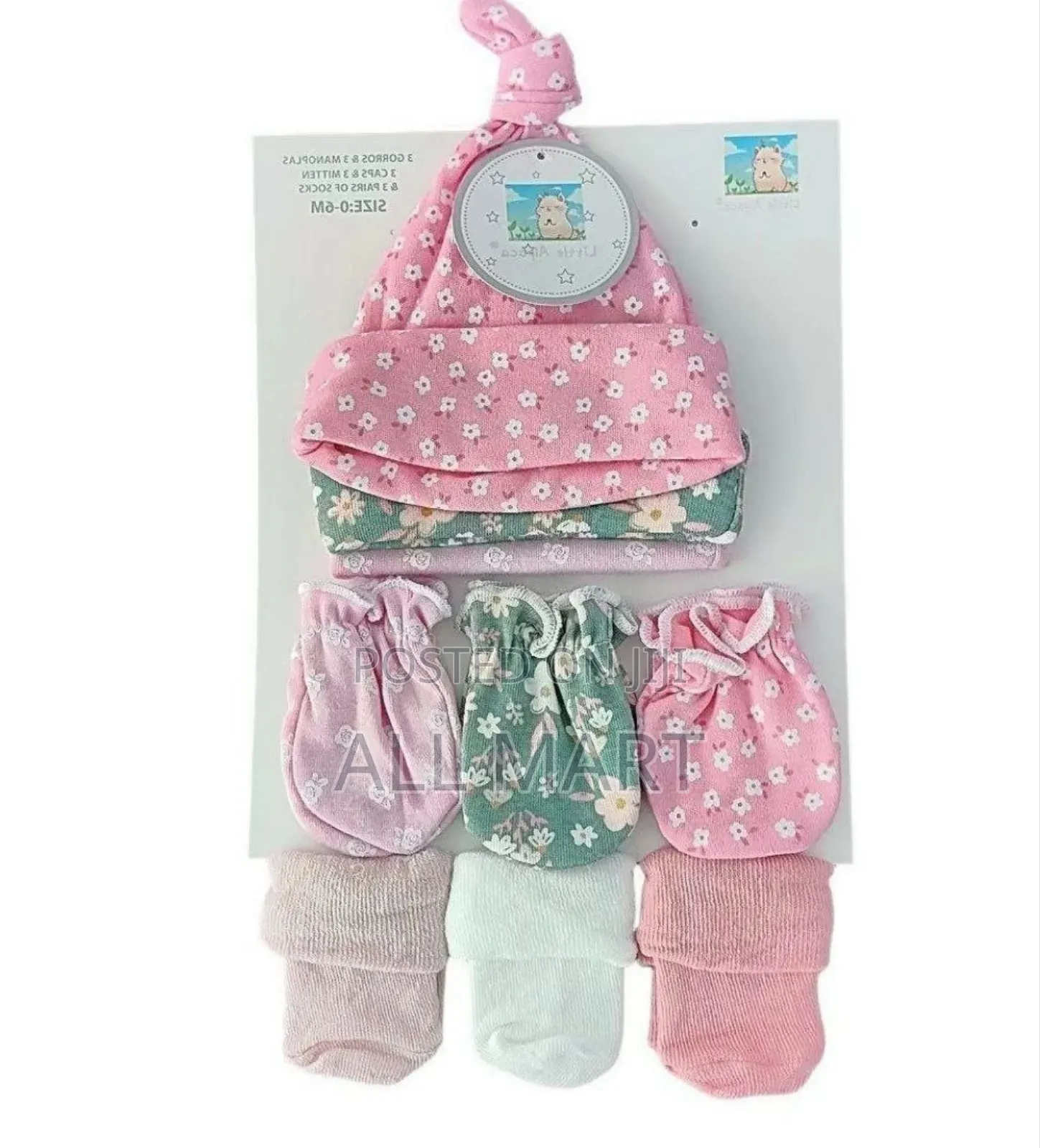 ቆንጆ ኳሊቲ 9pc ( 3 Caps 3 Mitten 3 Pairs of Socks )