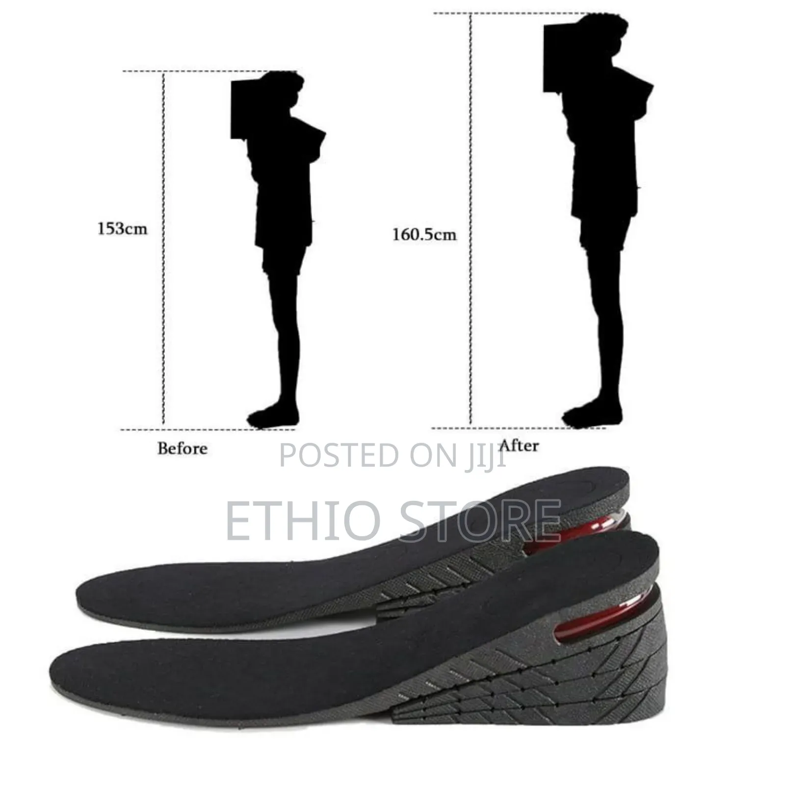 Height Increase Insoles With an Air Cushion Heel