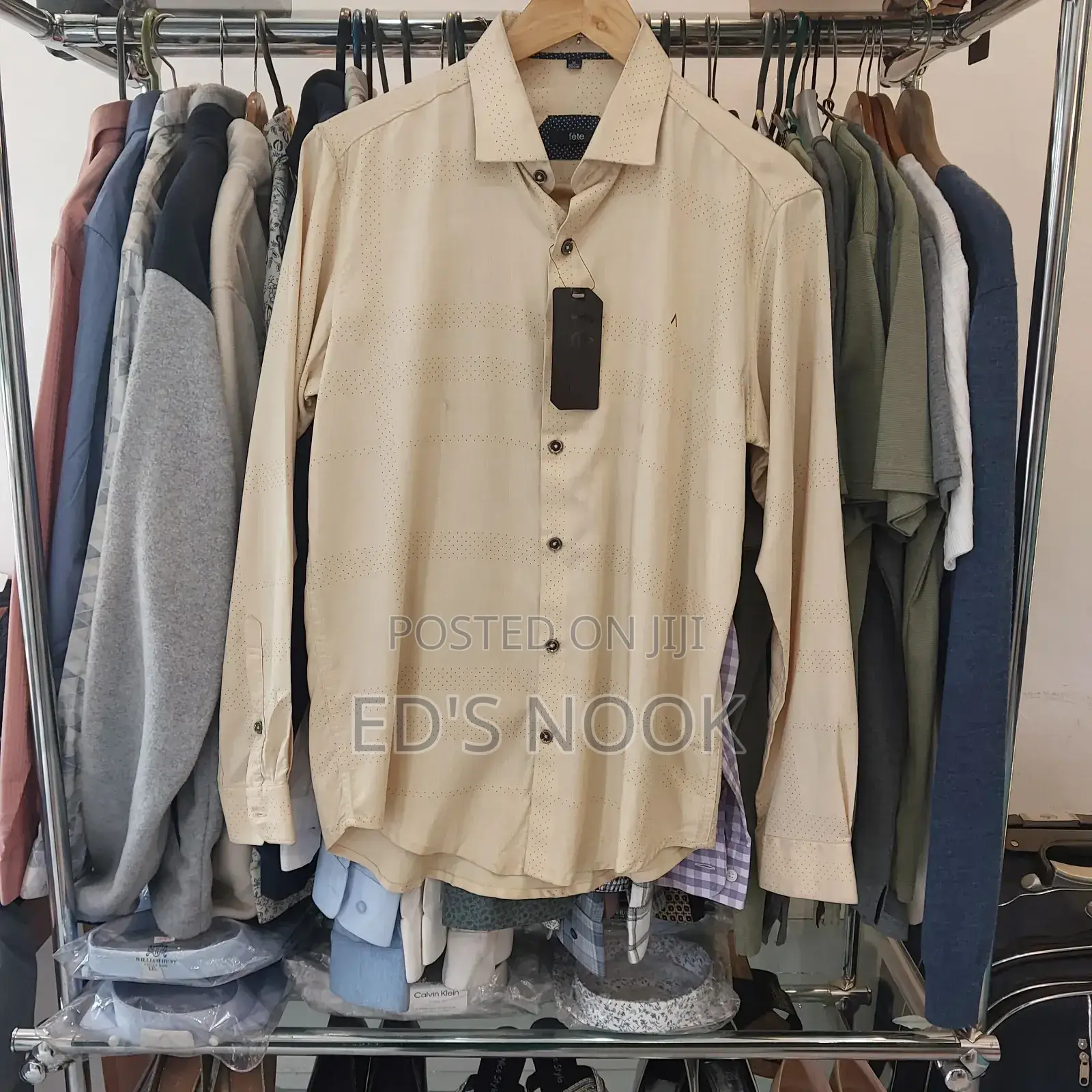Men’S Beige (Fawn) Long-Sleeve Shirt