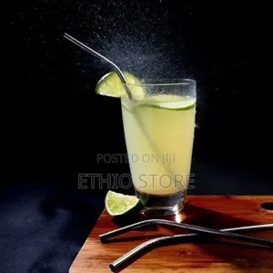 6pcs Reusable Drinking Stainless Straws With Cleaning Brush