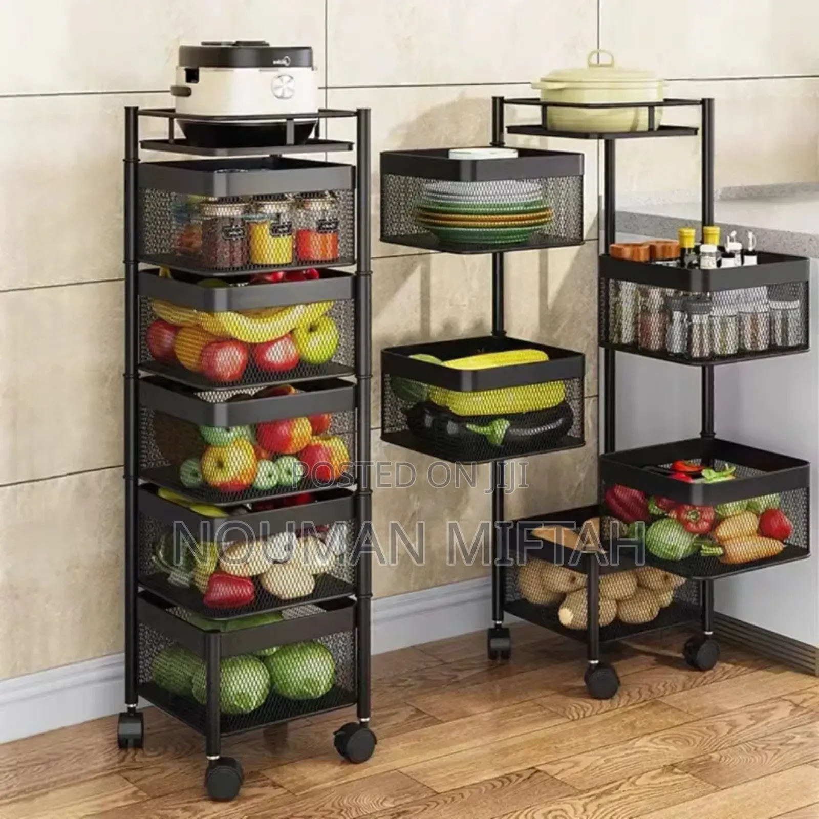Moveable and Rotatable Kitchen Storage Rack