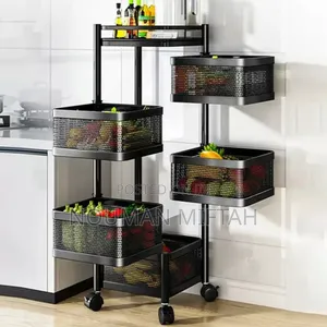 Moveable and Rotatable Kitchen Storage Rack
