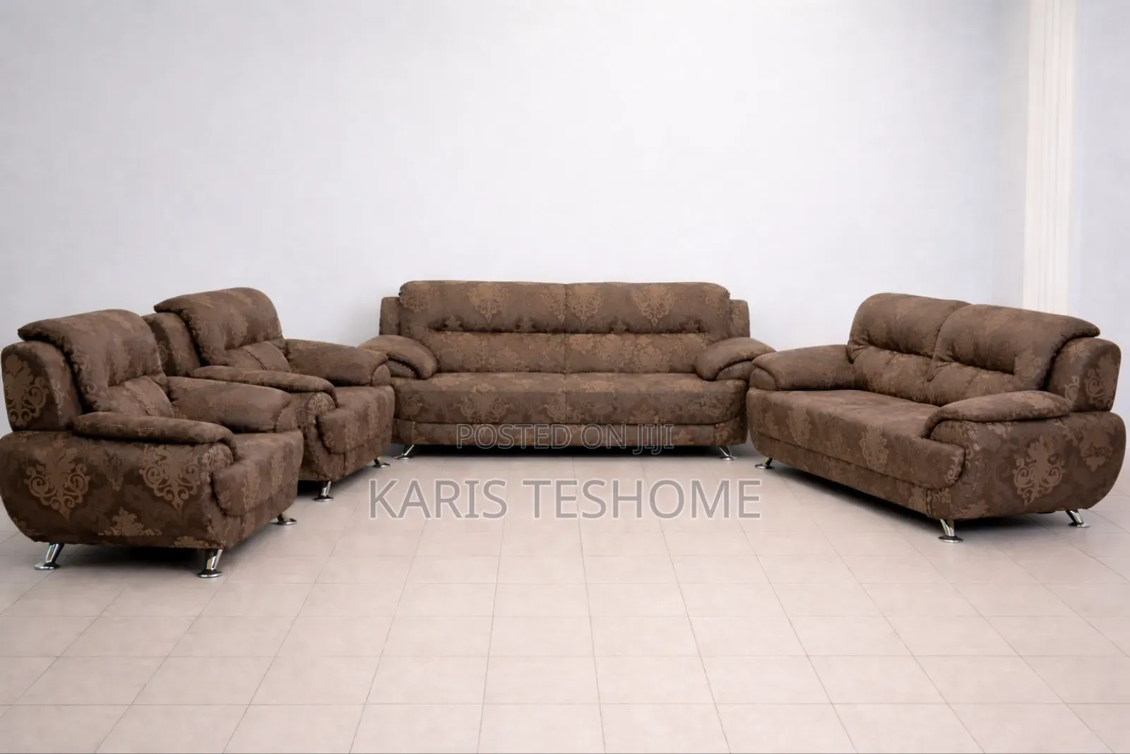 Used Durable Sofa Set – 3+2+1+1 (Classic Brown Design)