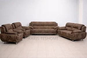 Photo - Used Durable Sofa Set – 3+2+1+1 (Classic Brown Design)
