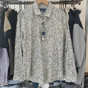 Photo - Men’S White Blueblack Floral Long-Sleeve Shirt – Clean