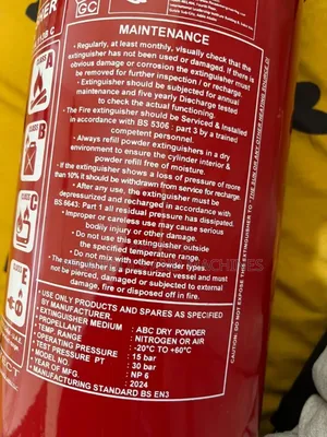 Fire Extinguisher 6kg Powder እሳት ማጥፊያ