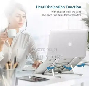 Photo - Foldable Height Adjustable Metal Frame Laptop Stand