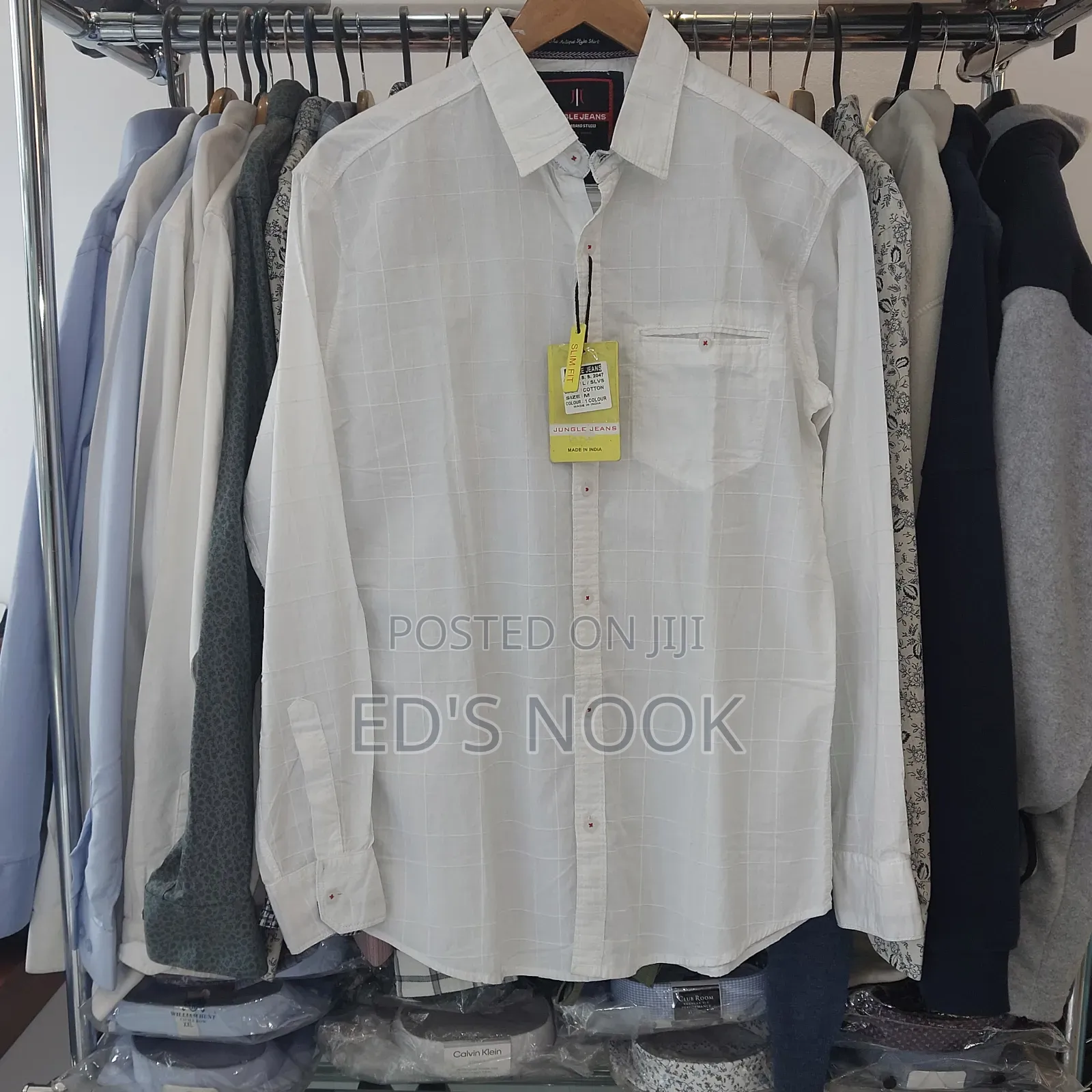 Men’S White Long-Sleeve Button-Up Shirt