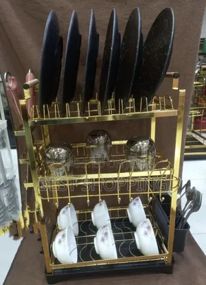 Photo - Gold Dish Rack Dish Organizer የሰሀን መደርደሪያ