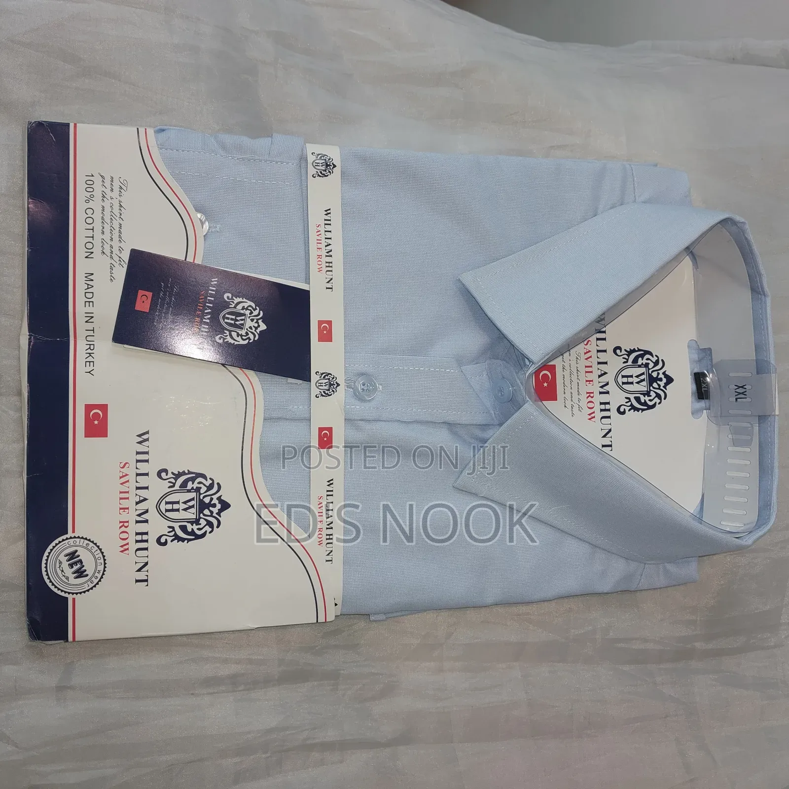 Men’S Gray, Light Blue and Dark Blue Long-Sleeve Button-Up Shirt